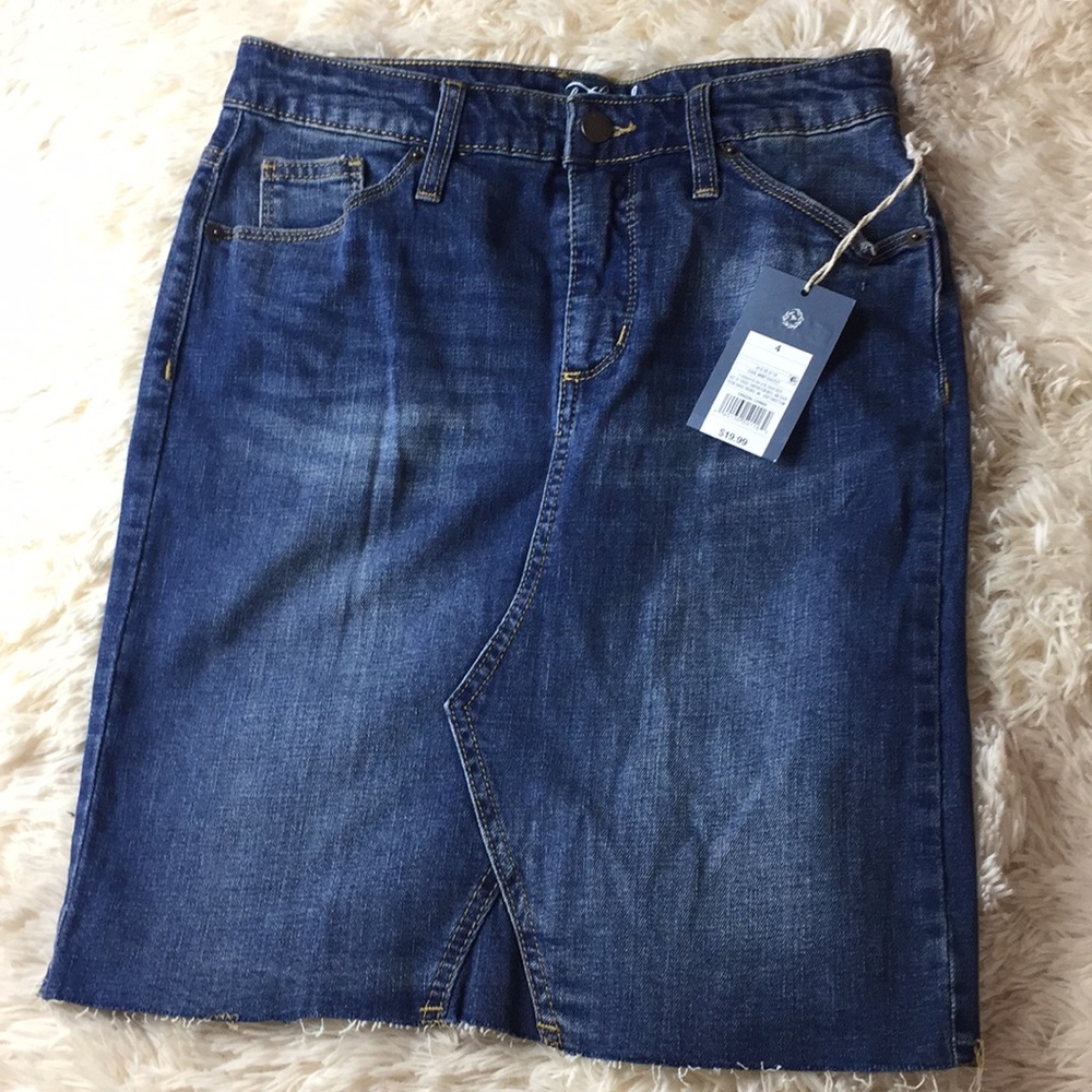 Universal thread midi denim skirt